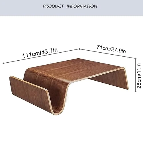 MESCXTY Table Basse incurvée en Bois, Table Moderne et Tendance avec Rangement, côté créatif pour Salon, Porte-revues (111 x 71 x 28 cm, Noyer)