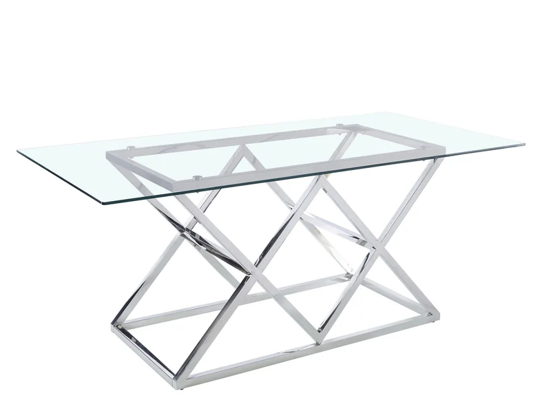 DecoInParis Table à Manger rectangulaire en Verre et Pieds argentés Janice