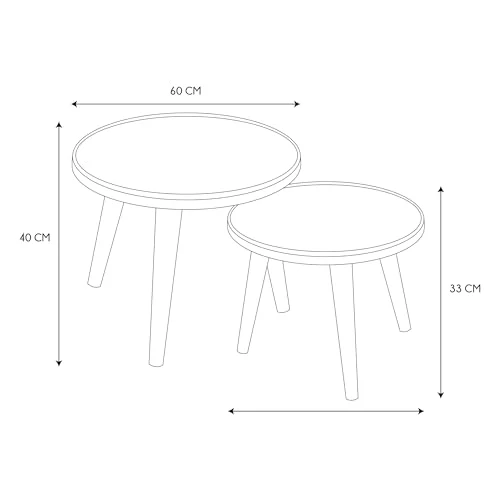 HOME DECO FACTORY - HD7412 - Table Gigogne Felix x2, Mobilier, Table d'Appoint, Table Basse