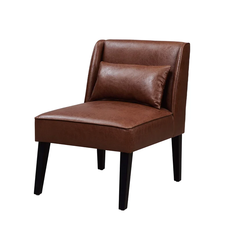 Teamson Home Fauteuil Chaise de Repos Lecture Relaxation Moderne en Faux Cuir Brun avec Coussins Versanora Marc VNF-00087-EU