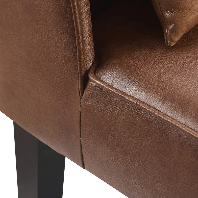 Teamson Home Fauteuil Chaise de Repos Lecture Relaxation Moderne en Faux Cuir Brun avec Coussins Versanora Marc VNF-00087-EU