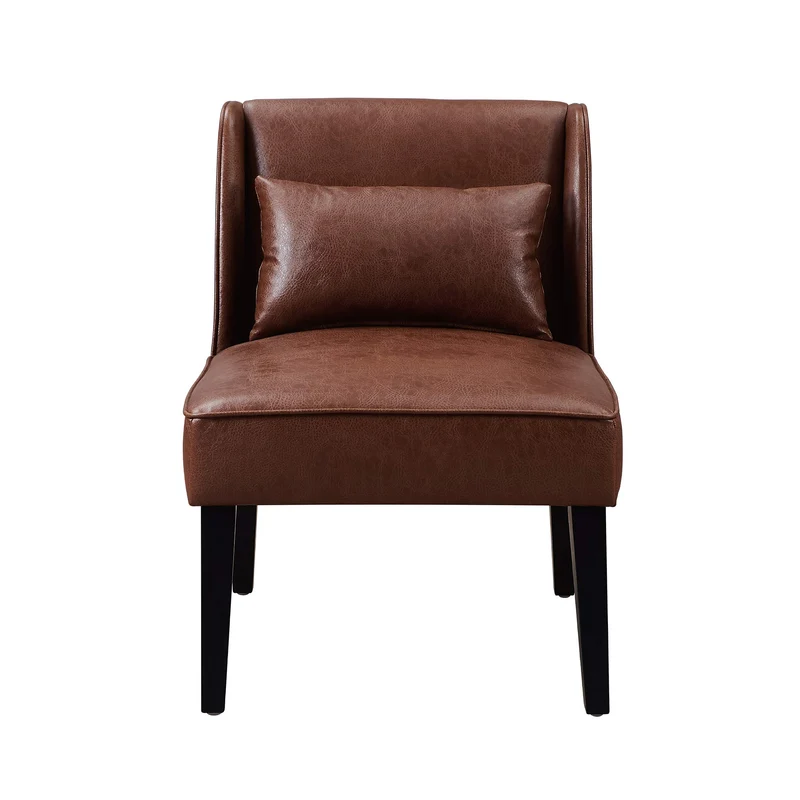 Teamson Home Fauteuil Chaise de Repos Lecture Relaxation Moderne en Faux Cuir Brun avec Coussins Versanora Marc VNF-00087-EU