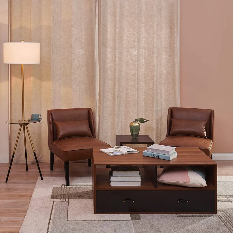 Teamson Home Fauteuil Chaise de Repos Lecture Relaxation Moderne en Faux Cuir Brun avec Coussins Versanora Marc VNF-00087-EU