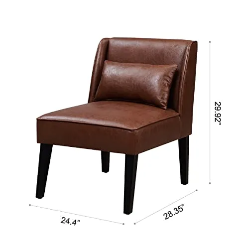 Teamson Home Fauteuil Chaise de Repos Lecture Relaxation Moderne en Faux Cuir Brun avec Coussins Versanora Marc VNF-00087-EU