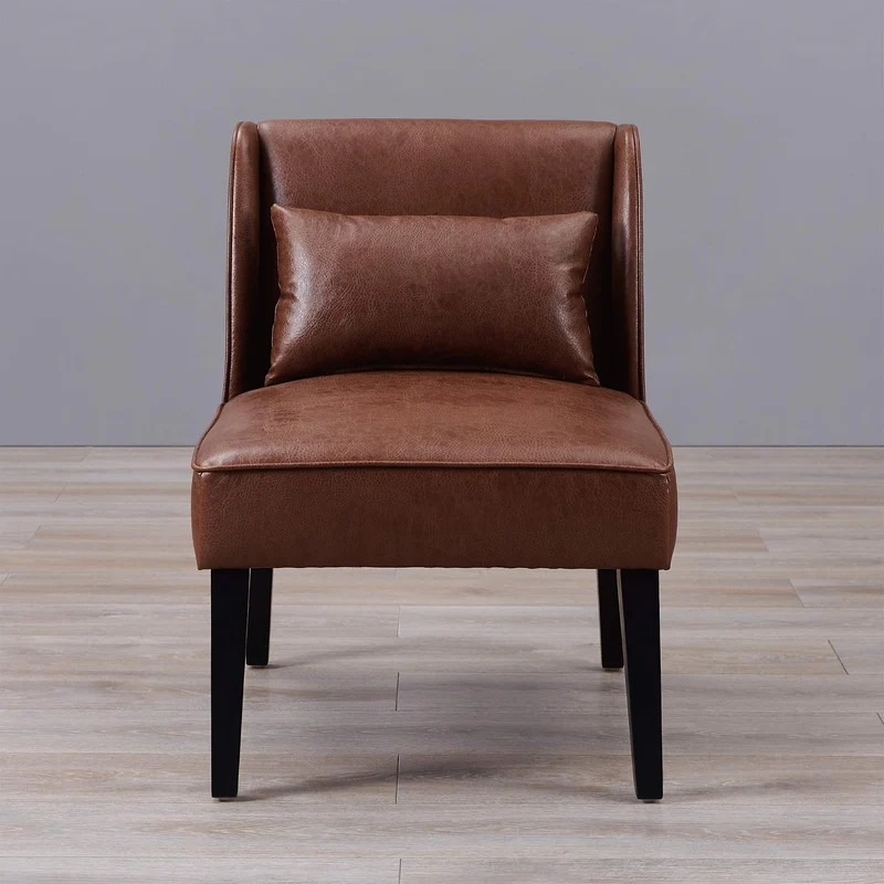 Teamson Home Fauteuil Chaise de Repos Lecture Relaxation Moderne en Faux Cuir Brun avec Coussins Versanora Marc VNF-00087-EU