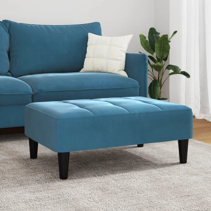 vidaXL Repose-Pied Bleu 77x55x31 cm Velours, Tabouret, Tabouret de canapé, siège de Salon, Pouf, Repose-Pied en Tissu, Meuble de Salon