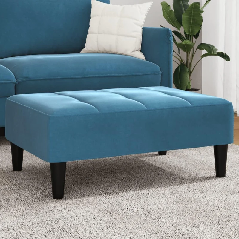 vidaXL Repose-Pied Bleu 77x55x31 cm Velours, Tabouret, Tabouret de canapé, siège de Salon, Pouf, Repose-Pied en Tissu, Meuble de Salon