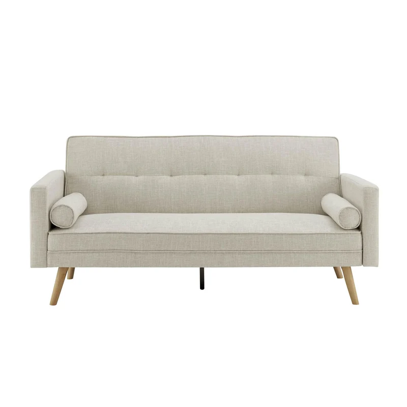 Mobilier-Deco Victoria - Canapé clic clac Design 3 Places en Tissu Beige