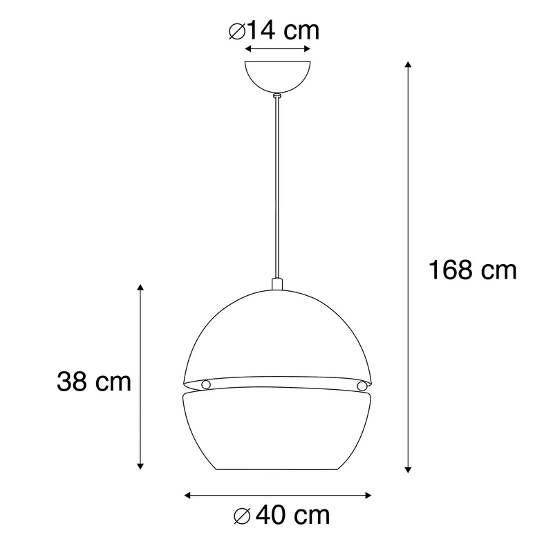 QAZQA Slice - Suspension - 1 lumière - Ø 400 mm - Doré/Laiton - Art Deco, Design, Moderne, Rétro - éclairage intérieur - Salon I Chambre I Cuisine I Salle à manger
