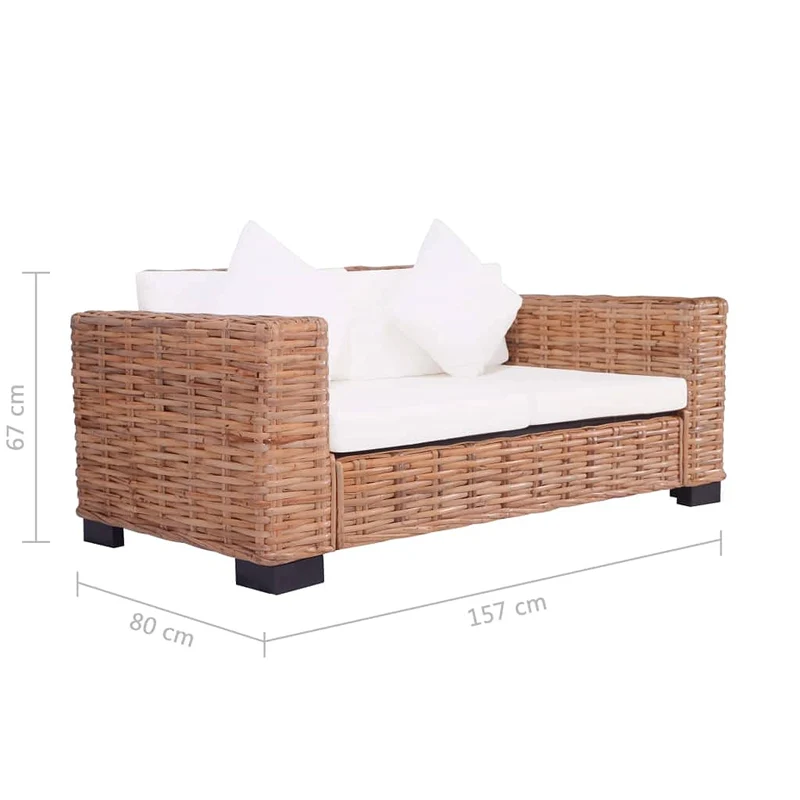 vidaXL Canapé à 2 Places de Jardin Résine Tressée Meuble de Patio Canapé Extérieur Mobilier de Jardin Terrasse Cour Salon Intérieur