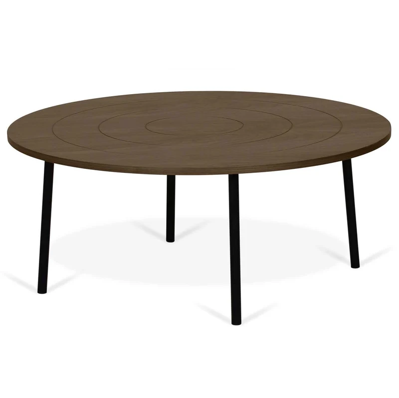 Symbiosis Ply Table Basse, Noyer et Métal Noir, 80x80x35 cm