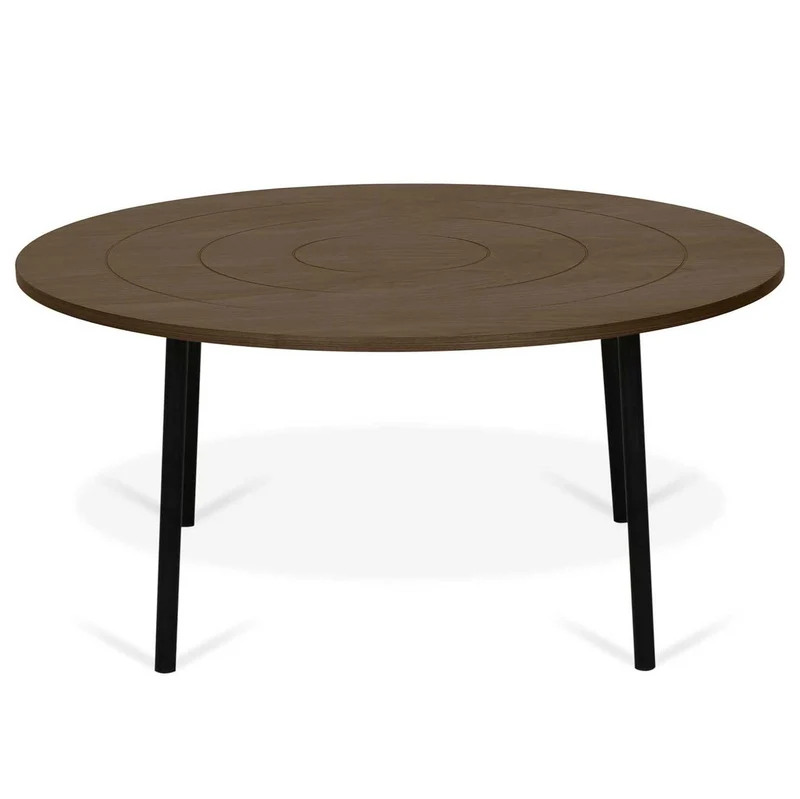 Symbiosis Ply Table Basse, Noyer et Métal Noir, 80x80x35 cm