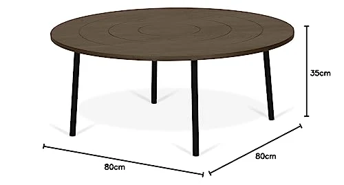 Symbiosis Ply Table Basse, Noyer et Métal Noir, 80x80x35 cm