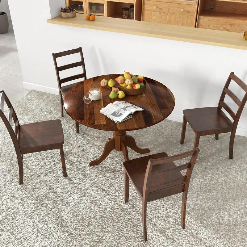 LIFEZEAL Table de Salle à Manger Ronde pour 4 Personnes, en Bois d'hévéa avec Base sur Socle, Meubles de Salon de 100 cm, pour Salle à Manger, Salon et Bureau, Charge 100 kg (Marron)