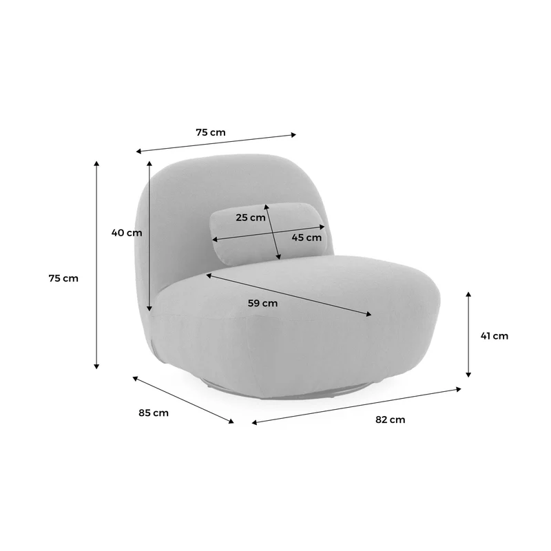 sweeek - Fauteuil pivotant 360° en Bouclette texturée Blanc crème. piètement en métal Noir Mat - Spino