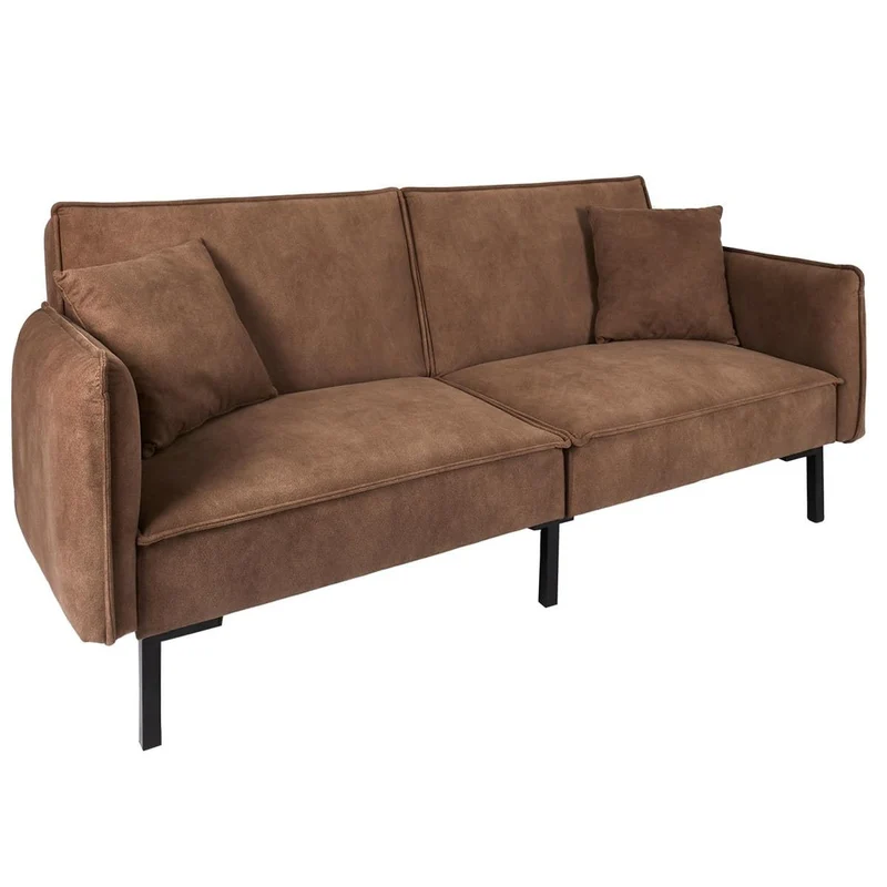 AltoBuy Flip - Canapé Convertible Bois d'Eucalyptus Tissu Marron