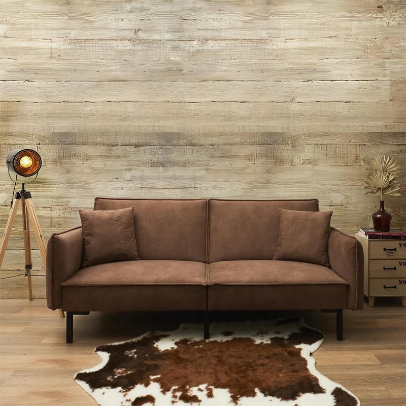 AltoBuy Flip - Canapé Convertible Bois d'Eucalyptus Tissu Marron