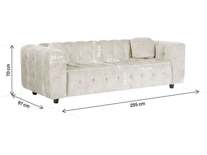 Habitat et Jardin Canapé Droit en Tissu Chenille Vendome - 3 Places - Beige