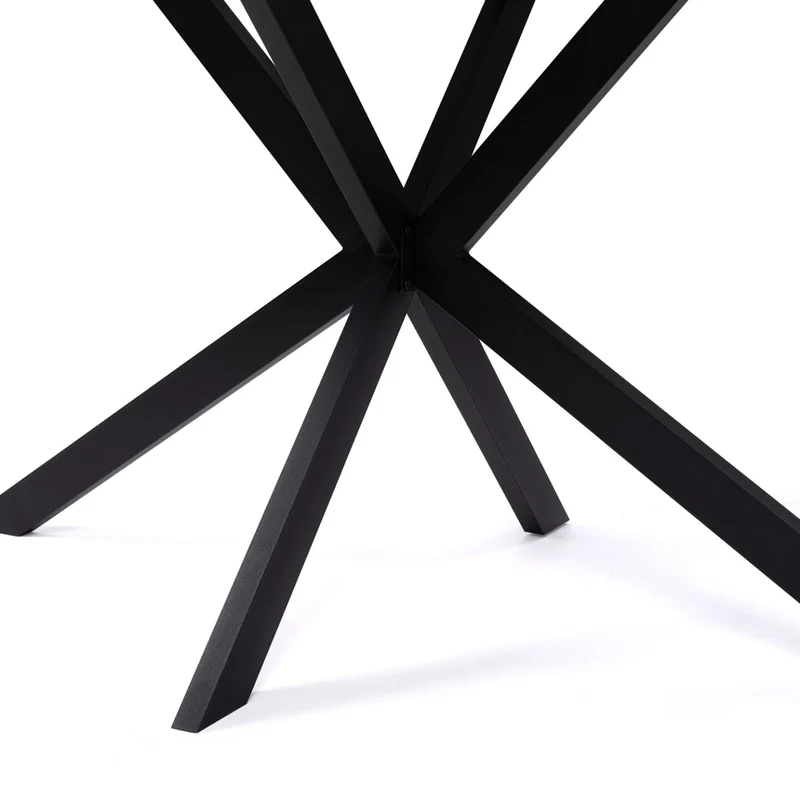 IDMarket - Table à Manger Rectangle Alix 8 Personnes Pied araignée Noir et Plateau Effet marbre Noir Alaska 160 cm
