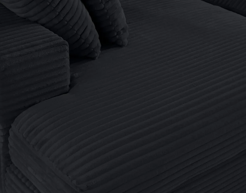 Lisa Design - Canapé Collins en Velours Côtelé - Sofa Noir 4 Places - Salon