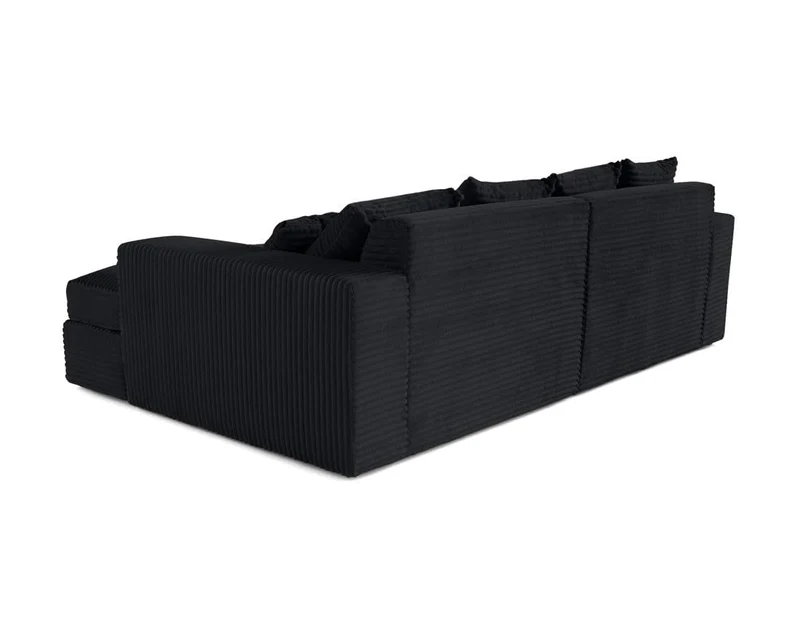 Lisa Design - Canapé Collins en Velours Côtelé - Sofa Noir 4 Places - Salon