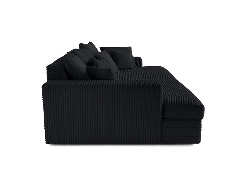 Lisa Design - Canapé Collins en Velours Côtelé - Sofa Noir 4 Places - Salon