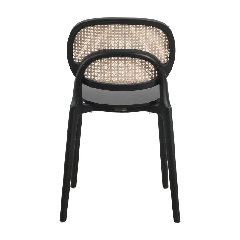 Kosmi Chaise Noire, Assise Bois et cannage Naturel