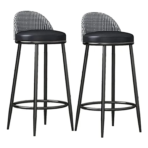 ZZJDMY Chaises de Bar Ensemble de 2, Tabourets de Bar en métal Tabouret de Cuisine de Cuisine, Bar de Bar à Voile Industrielle avec pavé éponge en Cuir Bas et Cuir (Color : C, Size : 65cm)