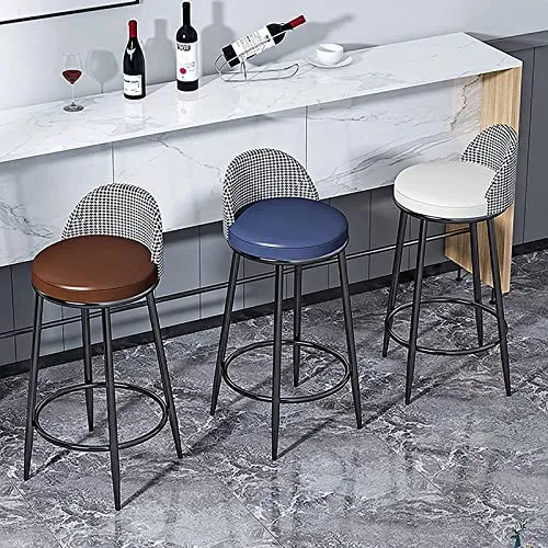 ZZJDMY Chaises de Bar Ensemble de 2, Tabourets de Bar en métal Tabouret de Cuisine de Cuisine, Bar de Bar à Voile Industrielle avec pavé éponge en Cuir Bas et Cuir (Color : C, Size : 65cm)