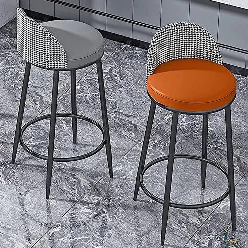 ZZJDMY Chaises de Bar Ensemble de 2, Tabourets de Bar en métal Tabouret de Cuisine de Cuisine, Bar de Bar à Voile Industrielle avec pavé éponge en Cuir Bas et Cuir (Color : C, Size : 65cm)