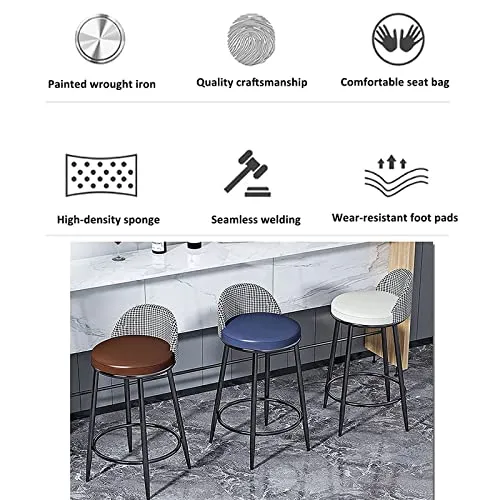ZZJDMY Chaises de Bar Ensemble de 2, Tabourets de Bar en métal Tabouret de Cuisine de Cuisine, Bar de Bar à Voile Industrielle avec pavé éponge en Cuir Bas et Cuir (Color : C, Size : 65cm)