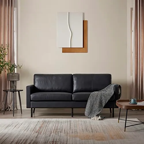 Z-hom Canapé en cuir 001 (noir, 2 places)