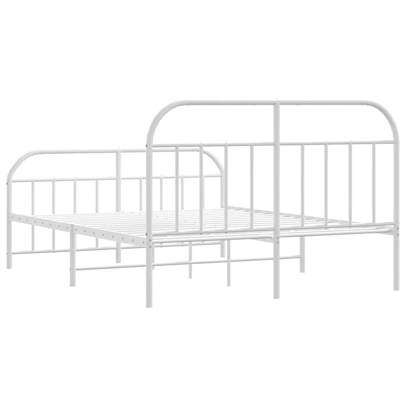 vidaXL Cadre de lit métal avec tête de lit/Pied de lit Blanc 160x200cm, lit Double, Meuble de Chambre à Coucher, lit d'invité, lit