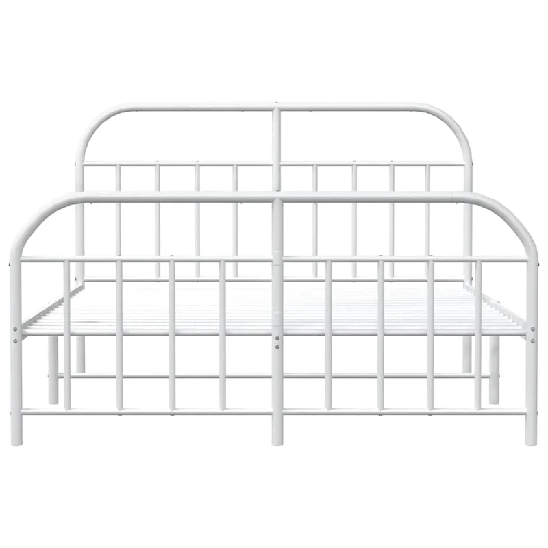 vidaXL Cadre de lit métal avec tête de lit/Pied de lit Blanc 160x200cm, lit Double, Meuble de Chambre à Coucher, lit d'invité, lit