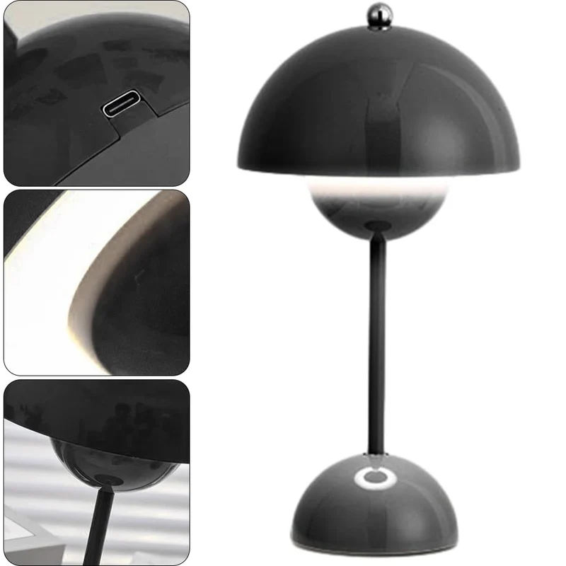 Starnearby Lampe de Table LED Pot de Fleurs, Lampe de Chevet Rechargeable Sans Fil, Lampes Champignon Tactile Dimmable avec 3 Modes de Luminosité, Lampes de Bureau Décorative Rétro