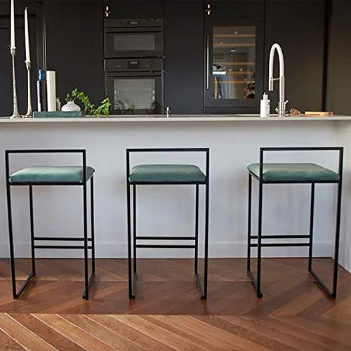 Chaises de Tabourets Bar de Cuisine en Velours avec Pieds en Métal Noir - pour La Maison, Îlot de Cuisine, Bar de Cuisine de Petit-déjeuner, Salles À Manger, Pub, Restaurant