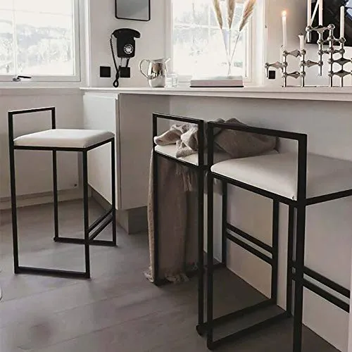 Chaises de Tabourets Bar de Cuisine en Velours avec Pieds en Métal Noir - pour La Maison, Îlot de Cuisine, Bar de Cuisine de Petit-déjeuner, Salles À Manger, Pub, Restaurant