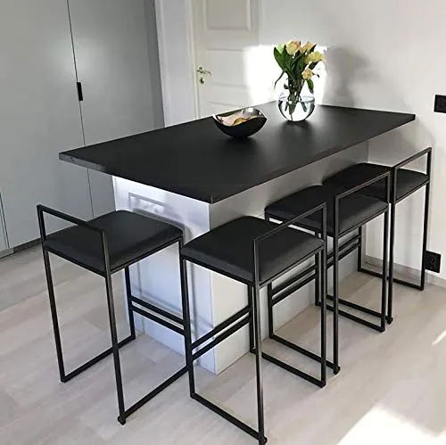 Chaises de Tabourets Bar de Cuisine en Velours avec Pieds en Métal Noir - pour La Maison, Îlot de Cuisine, Bar de Cuisine de Petit-déjeuner, Salles À Manger, Pub, Restaurant