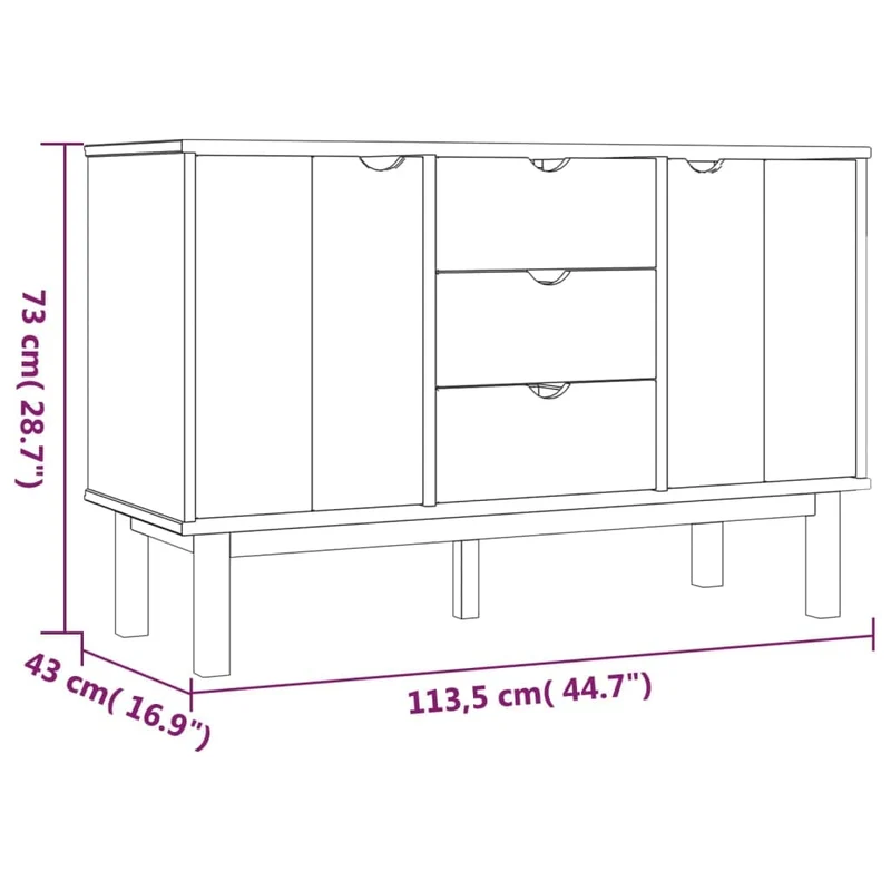 vidaXL Buffet Armoire Latérale Armoire de Rangement Organisateur de Maison Meuble de Salle de Séjour Intérieur 113,5x43x73 cm Bois Massif de Pin