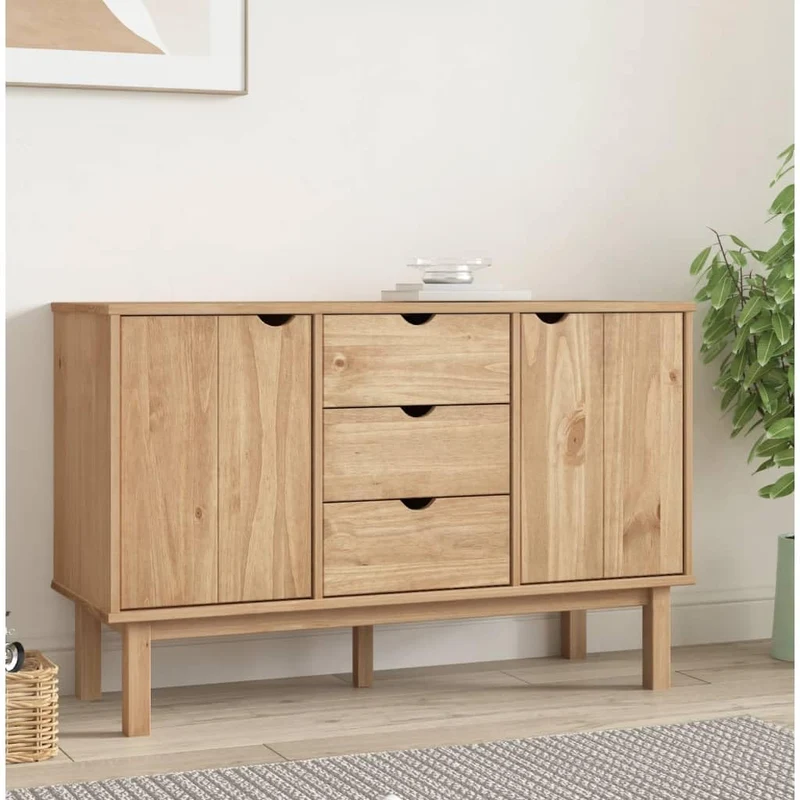 vidaXL Buffet Armoire Latérale Armoire de Rangement Organisateur de Maison Meuble de Salle de Séjour Intérieur 113,5x43x73 cm Bois Massif de Pin