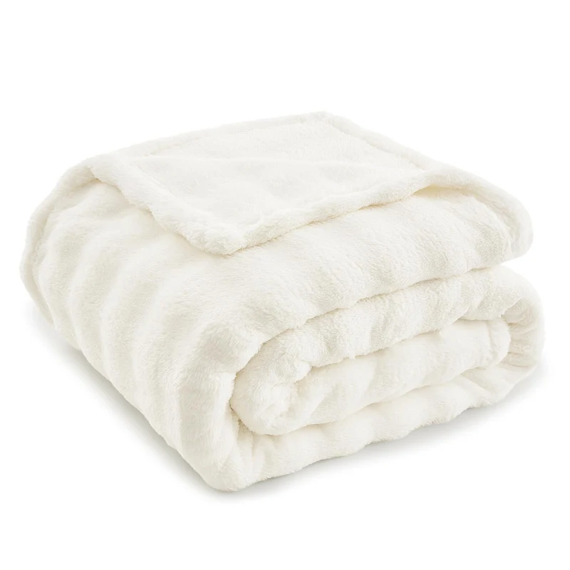 Topfinel Couverture Polaire Lit 1 Personne,Tissu à Bulles Doux, Couverture Cocooning et Chaude, Idéale pour l’Automne,Blanc,Oeko-TEX,1-130x150,Idéal pour Le Canape, La Voiture et Les Voyages