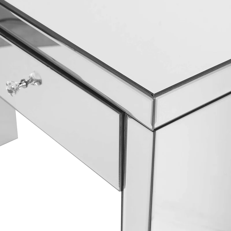 Beliani Table Coiffeuse Argentée Effet Miroir en Verre et MDF Console avec 2 Tiroirs au Design Moderne pour Intérieur Glamour
