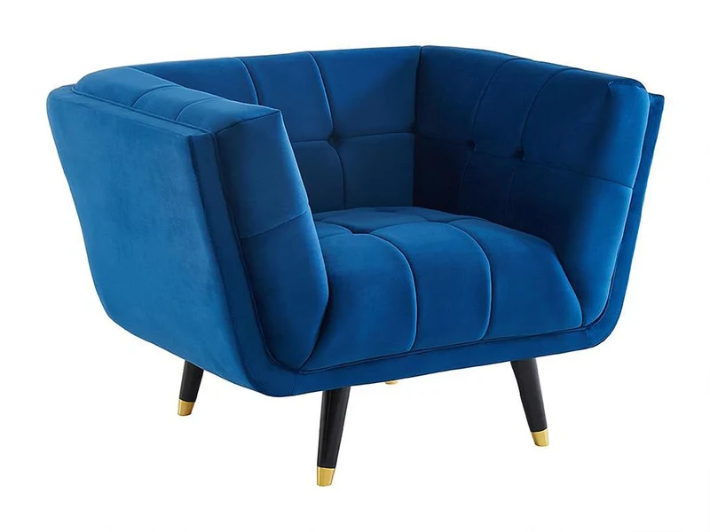 Vente-unique - Fauteuil Samantha II en Velours - Bleu Nuit