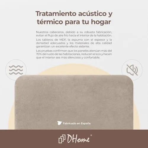 DHOME Tête de Lit Capitonnée Unie Arrondie en Tissu Aqualine avec Pieds pour Mur Têtes de Lit Acoustiques Absorbantes Tête de Lit Chambre à Coucher (Beige, 180cm Dual)