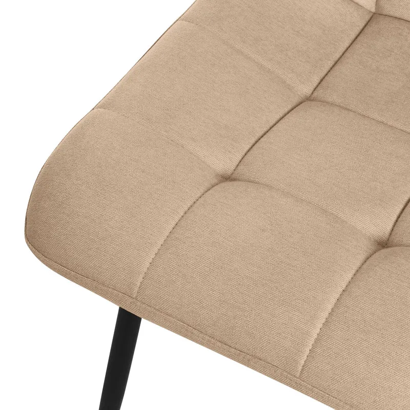 ML-Design Set de 2 Chaises de Salle à Manger Marron Clair, avec Revêtement en Tissu Polyester et Pieds Métalliques Noirs, Chaises de Cuisine avec Dossier, Chaises Rembourrées pour Salon Bureau