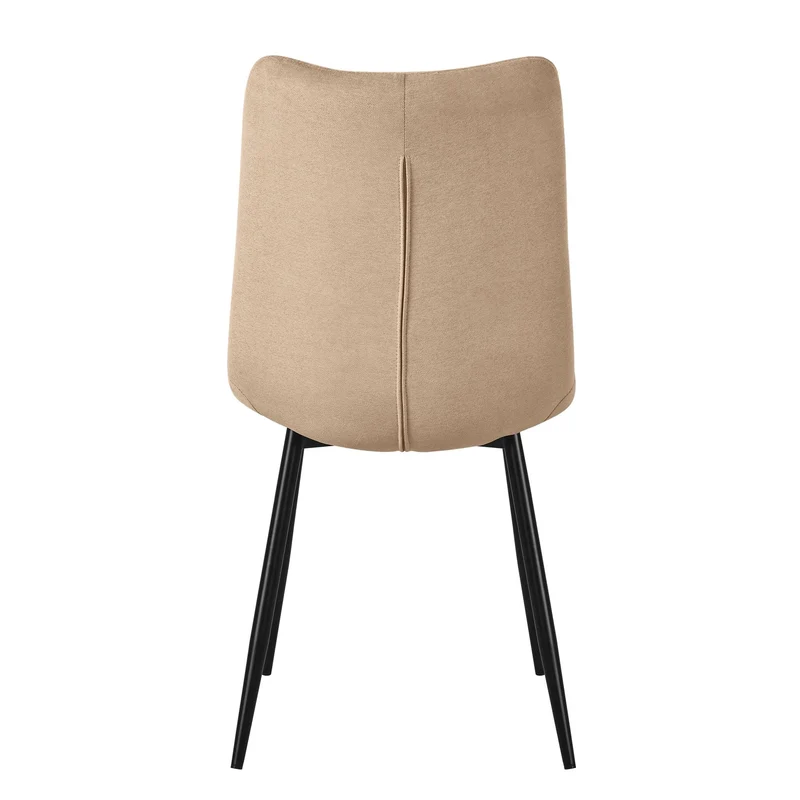 ML-Design Set de 2 Chaises de Salle à Manger Marron Clair, avec Revêtement en Tissu Polyester et Pieds Métalliques Noirs, Chaises de Cuisine avec Dossier, Chaises Rembourrées pour Salon Bureau