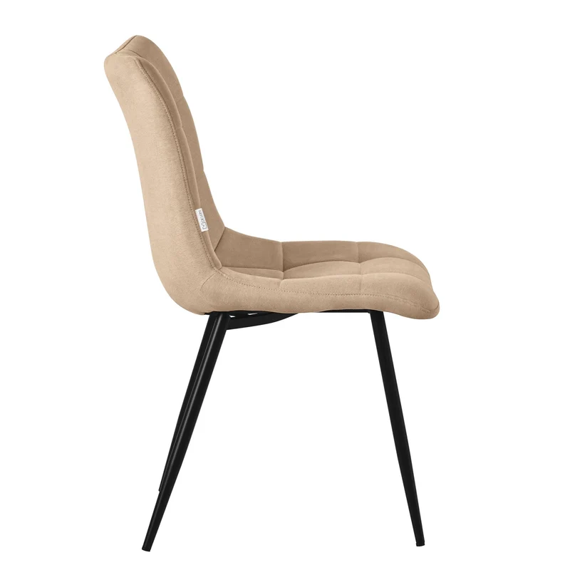ML-Design Set de 2 Chaises de Salle à Manger Marron Clair, avec Revêtement en Tissu Polyester et Pieds Métalliques Noirs, Chaises de Cuisine avec Dossier, Chaises Rembourrées pour Salon Bureau