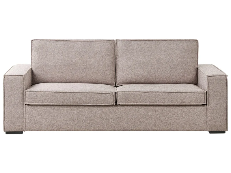 Beliani Canapé-Lit Convertible avec Matelas 3 Places Marron Clair Vuokatti