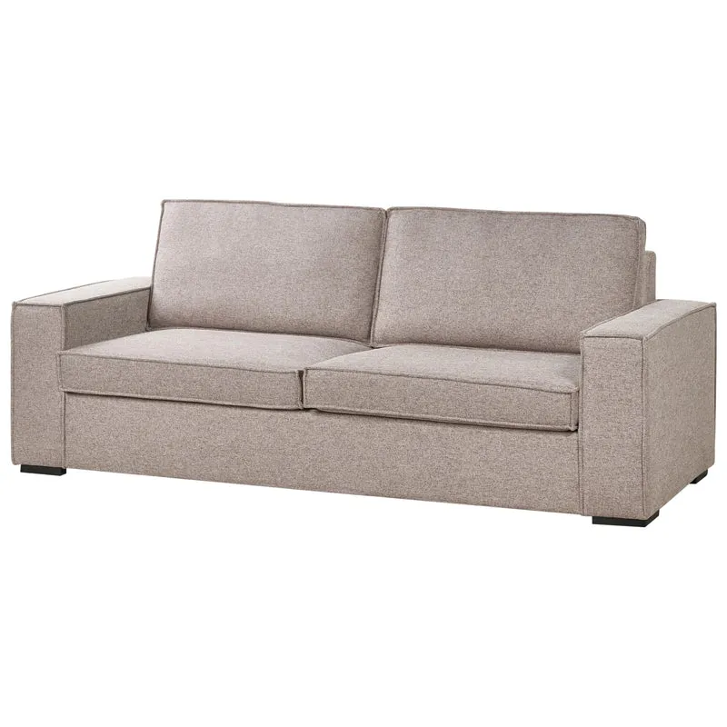 Beliani Canapé-Lit Convertible avec Matelas 3 Places Marron Clair Vuokatti