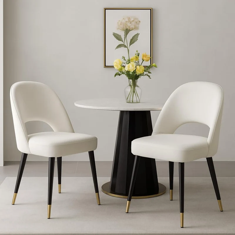 chairus Chaises de Salle à Manger sans Accoudoirs Lot de 2 Chaise de Bureau en Velours Moderne Chaise Rembourrée pour Cuisine Salon (Beige-2)
